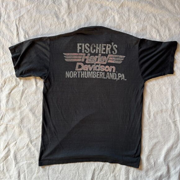 Vintage 80s Harley Davidson Eagle Soars Alone 3d Emblem Eagle GA Crest T-Shirt - Picture 6 of 7